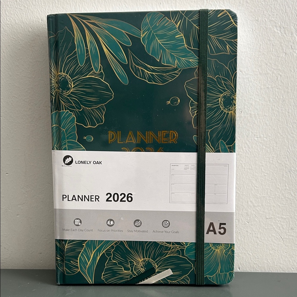 2026 A5 Planner - Emerald Green Floral